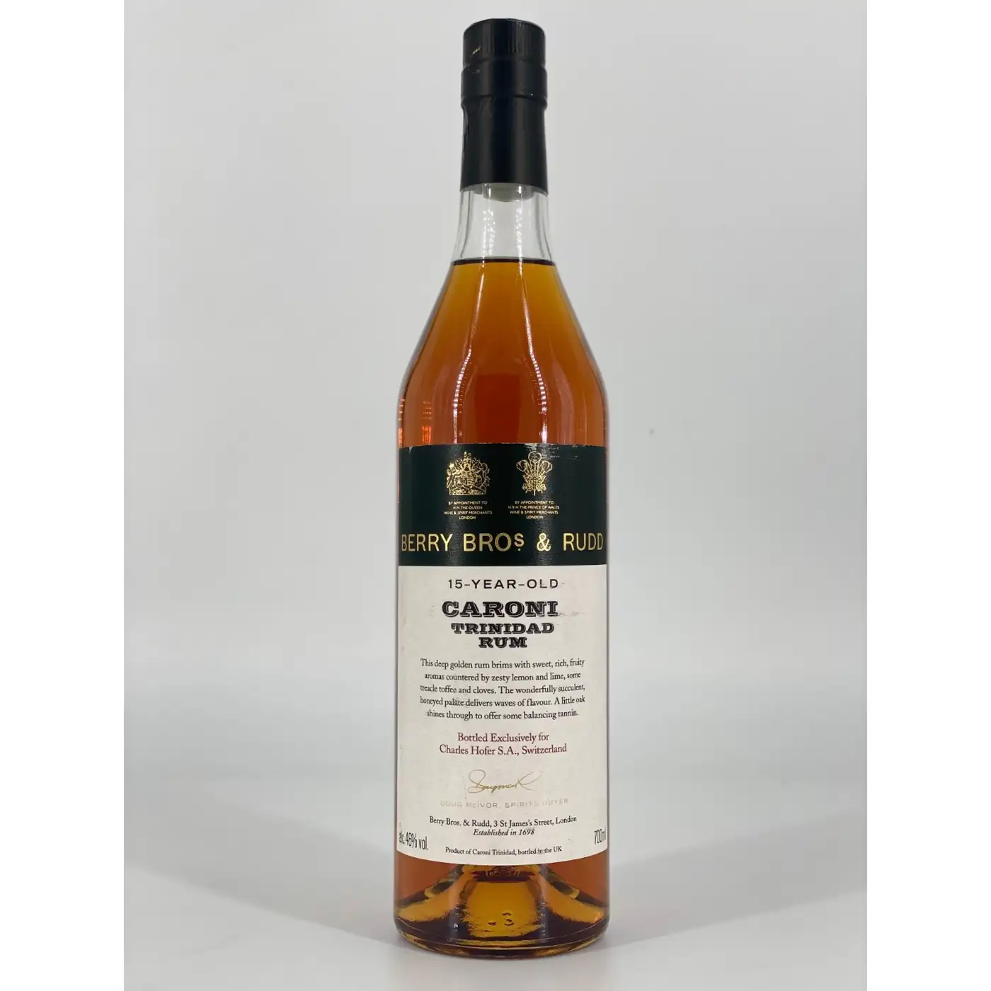 Bottle of Berry Bros & Rudd Caroni Trinidad Rum Charles Hofer S.A.