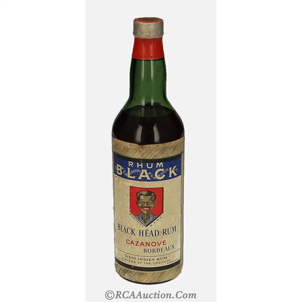 Bottle of Cazanove Black Head Rum 1920