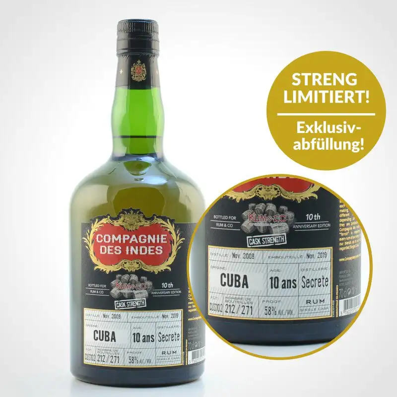 Bottle of CDI Secret Rum & Co 2009