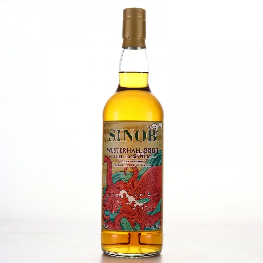 Bottle of Creative Whisky Company Westerhall Estate Sinob Full Proof Rum 2003