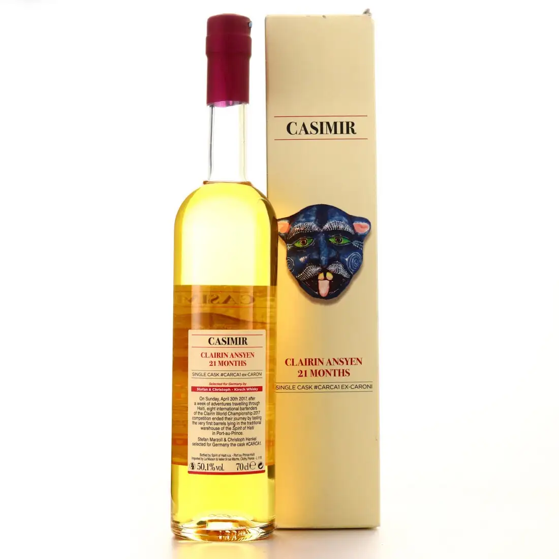 Hochauflösendes Bild von Velier Casimir Clairin Ansyen 21 mois #CARCA1 (Kirsch Whisky) 2016