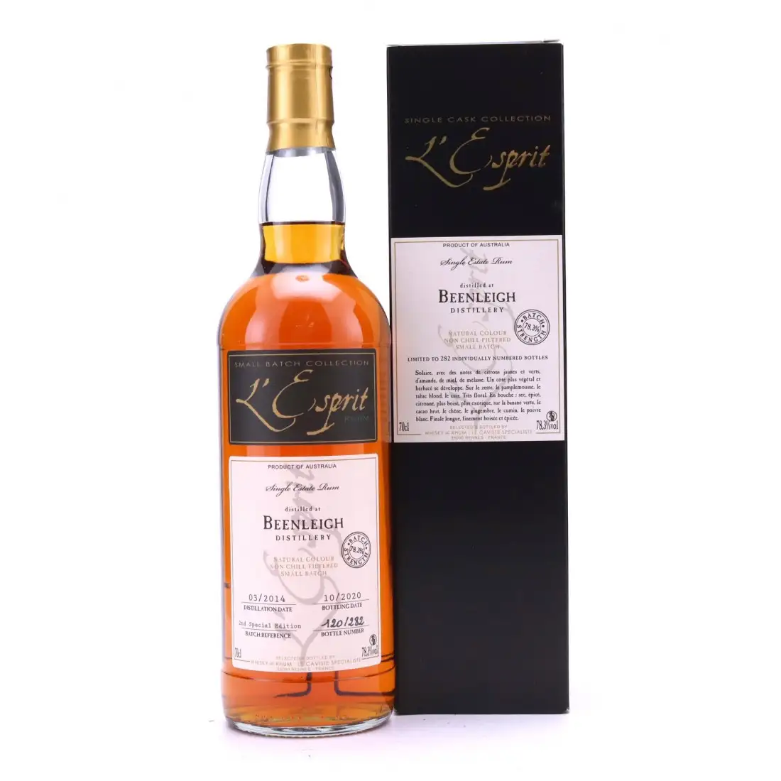 Bottle of Whisky & Rhum Beenleigh L‘Esprit 2014