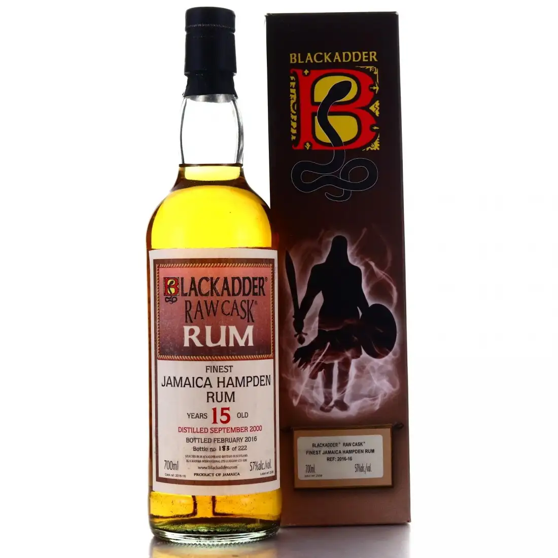 Bottle of Blackadder Hampden Raw Cask Rum 2000