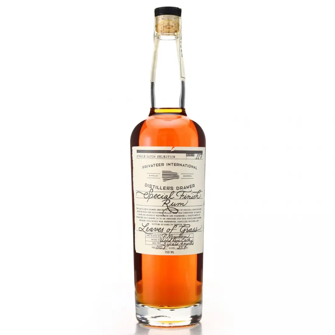 Bottle of Privateer Distiller’s Drawer #117 Special Finish 'Leaves of Grass'