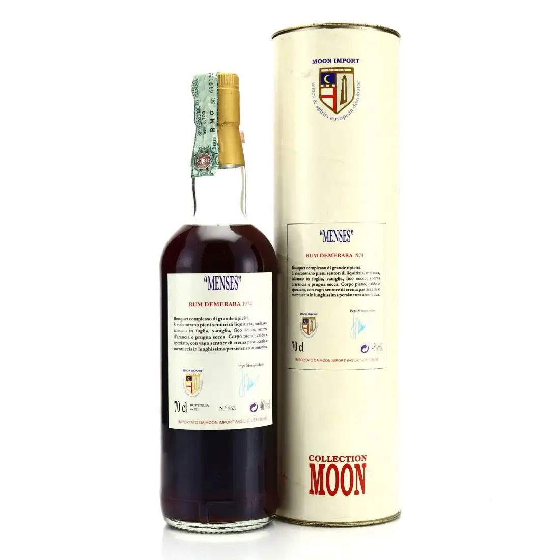 Hochauflösendes Bild von Moon Import Port Mourant Rum Demerara „Menses“ 1974