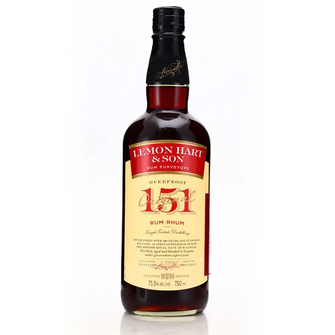 Bottle of Lemon Hart & Son Rum Rhum 151 Proof US Import